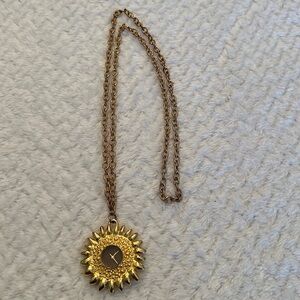 Vintage Fashion Jewelry Sunflower Pendant with watch Necklace Gold Tone